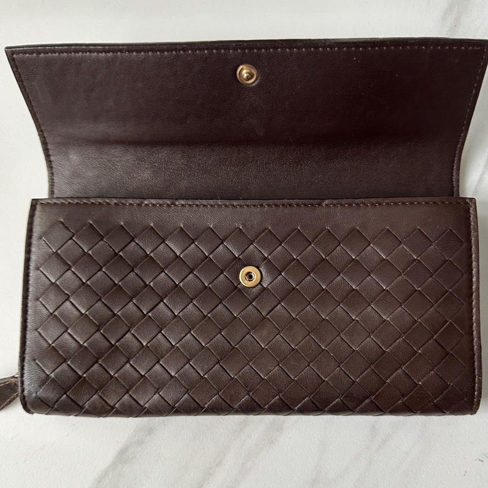 Bottega Veneta Dark Brown Intrecciato Leather Wallet - Picture 4 of 7